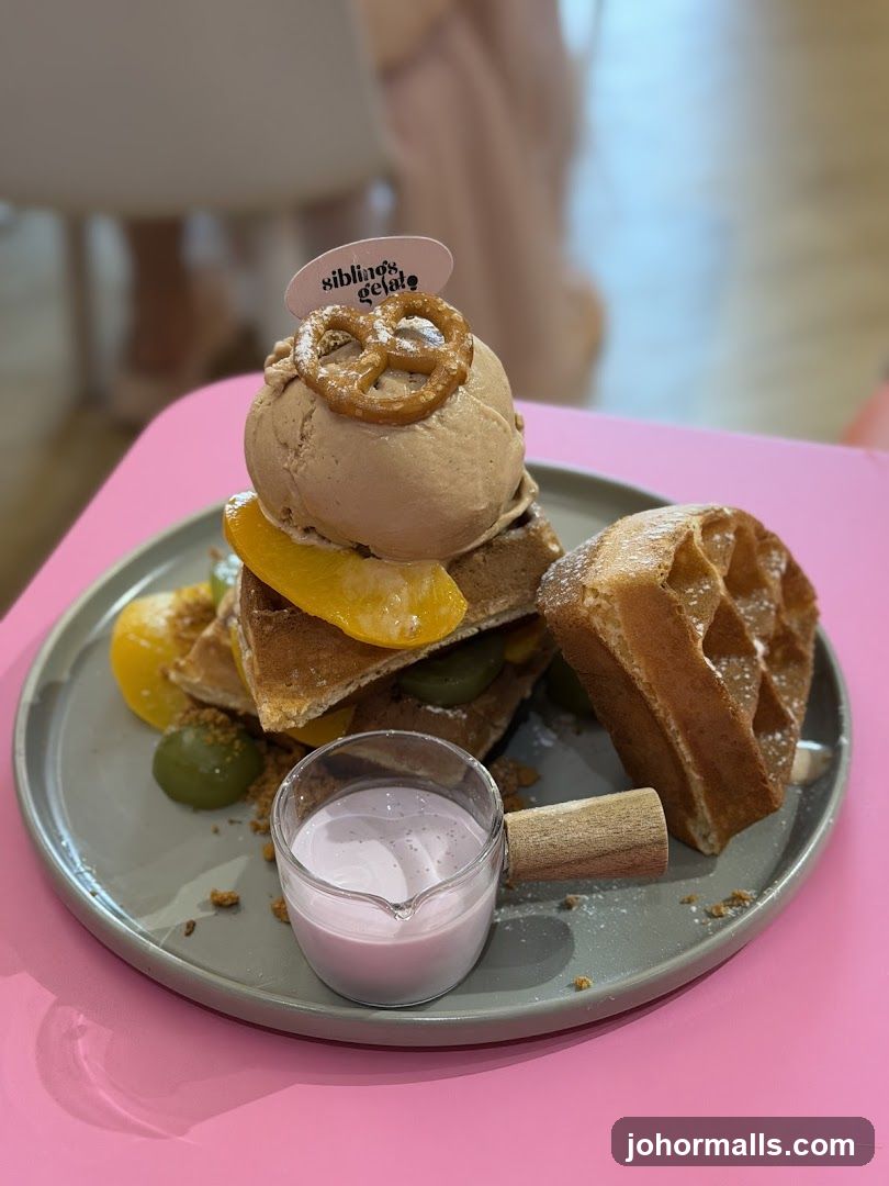 Waffle Dessert with Ice Cream