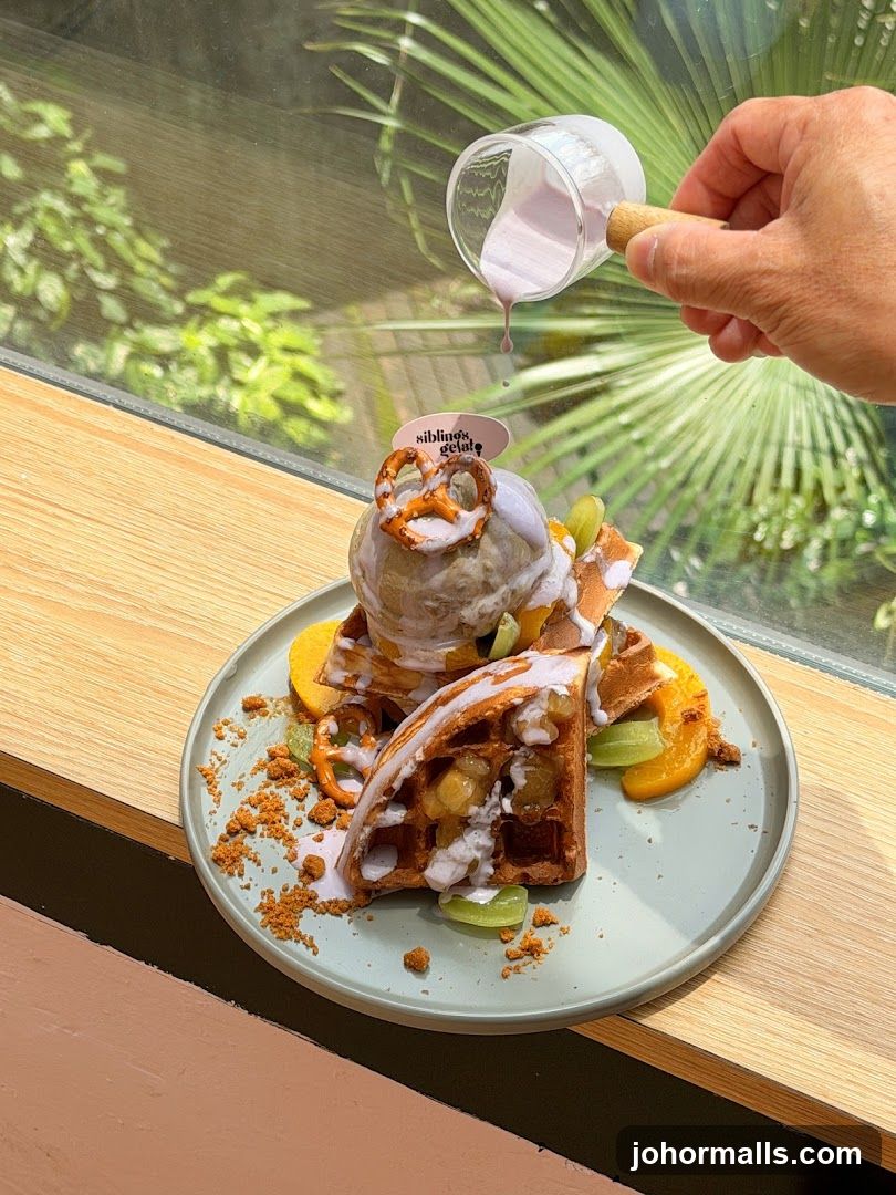 Waffle with Ice Cream and Fruit