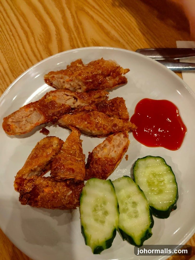 Fried Rolls with Ketchup and Cucumber