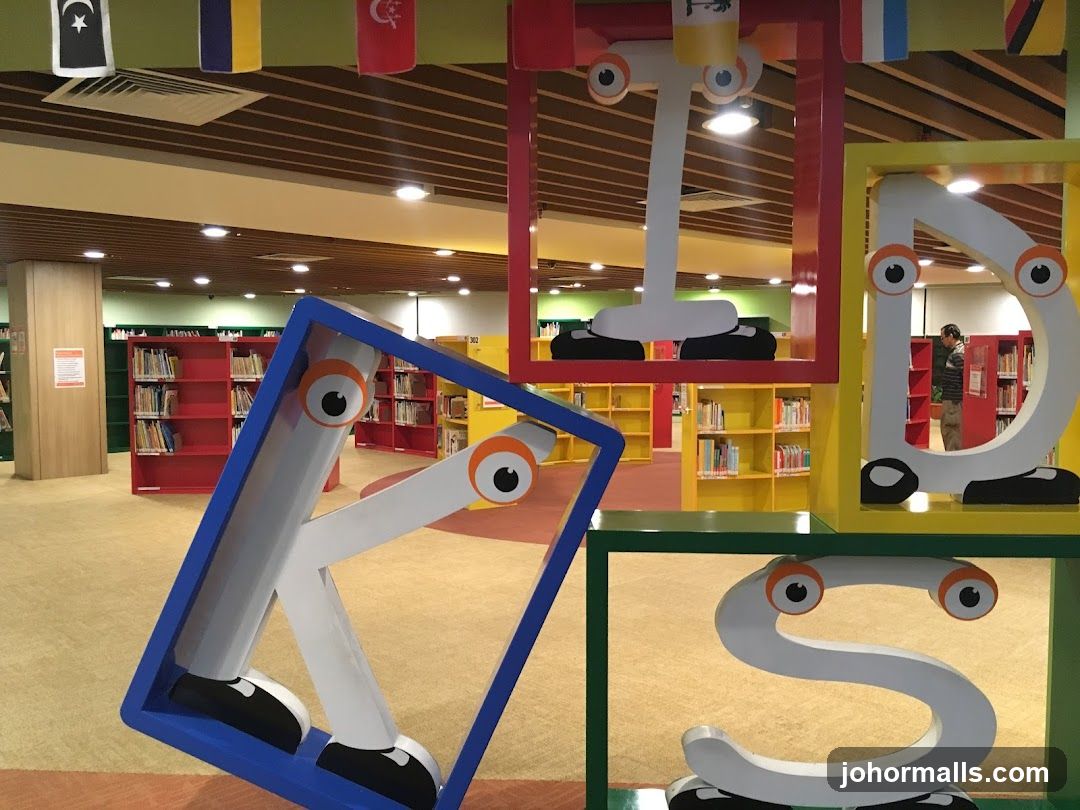 Library Interior with Alphabet Decorations