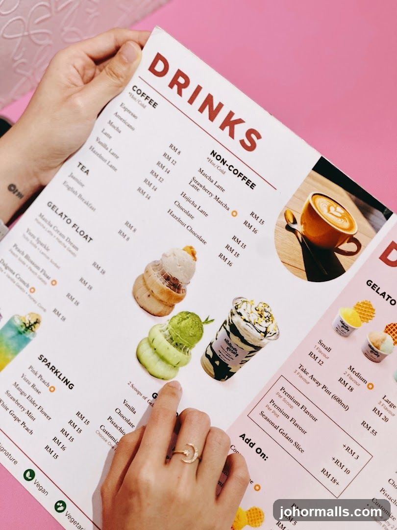 Drinks and Gelato Menu