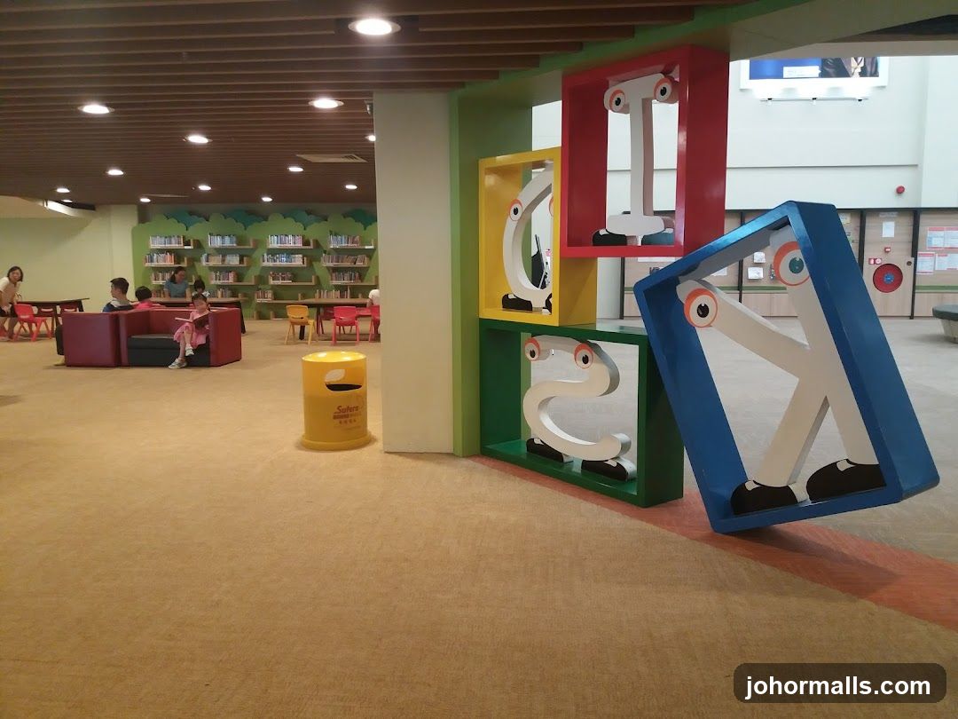 Library Interior with Decorative Letters