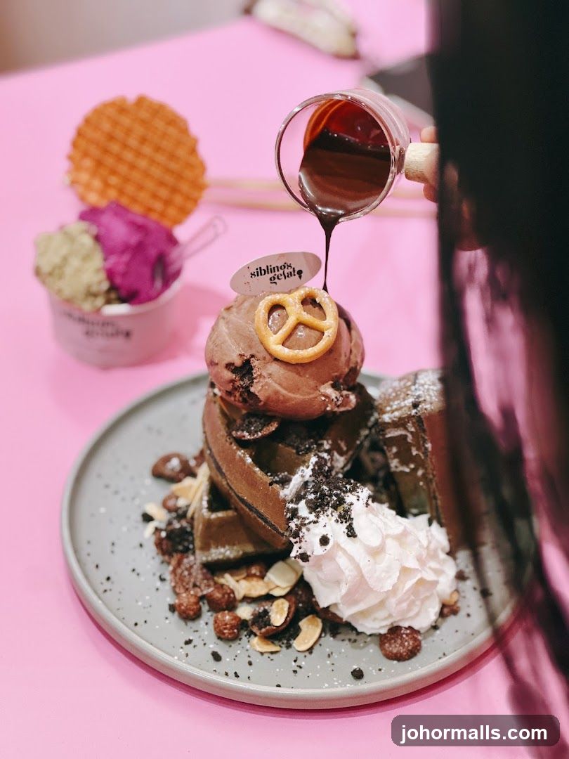 Chocolate Waffle with Ice Cream