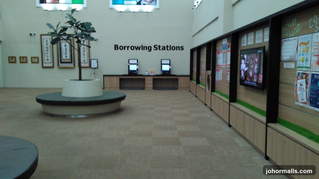 Library Interior with Borrowing Stations