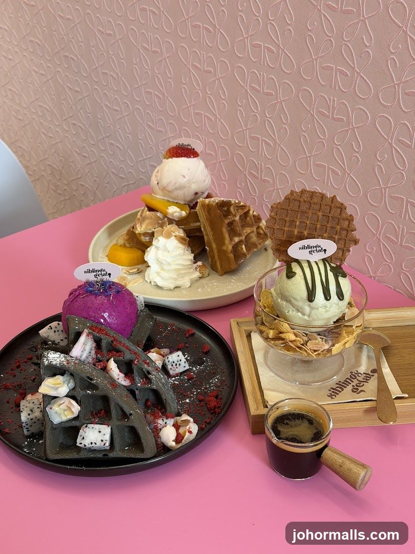 Dessert Platter with Ice Cream and Waffles