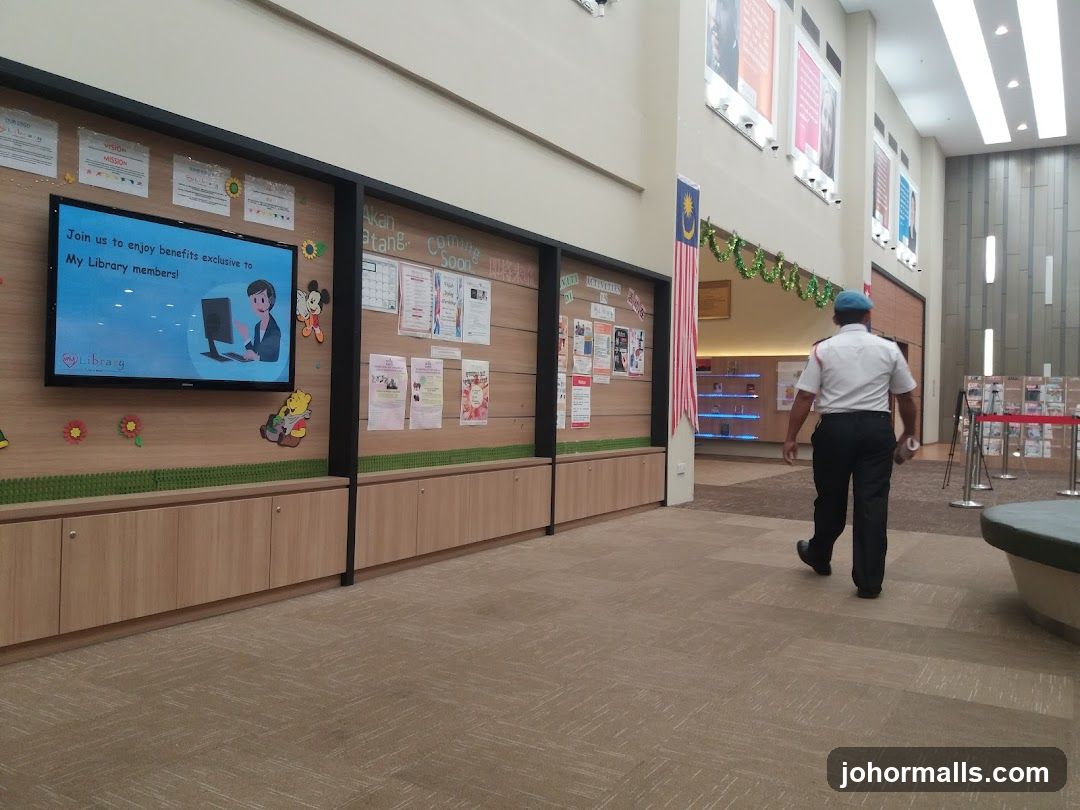 Library Interior with Information Displays
