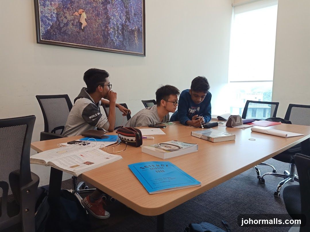 Students studying at a table