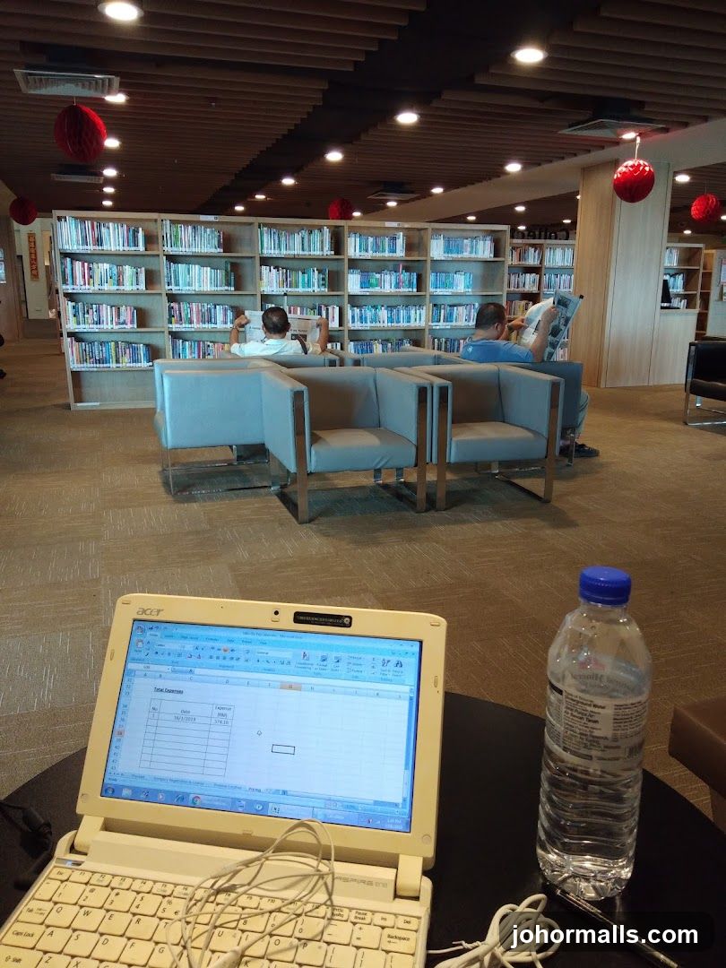 Library Interior with People Reading