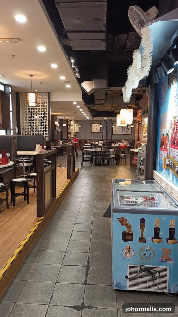 Restaurant Interior with Seating and Display Freezer