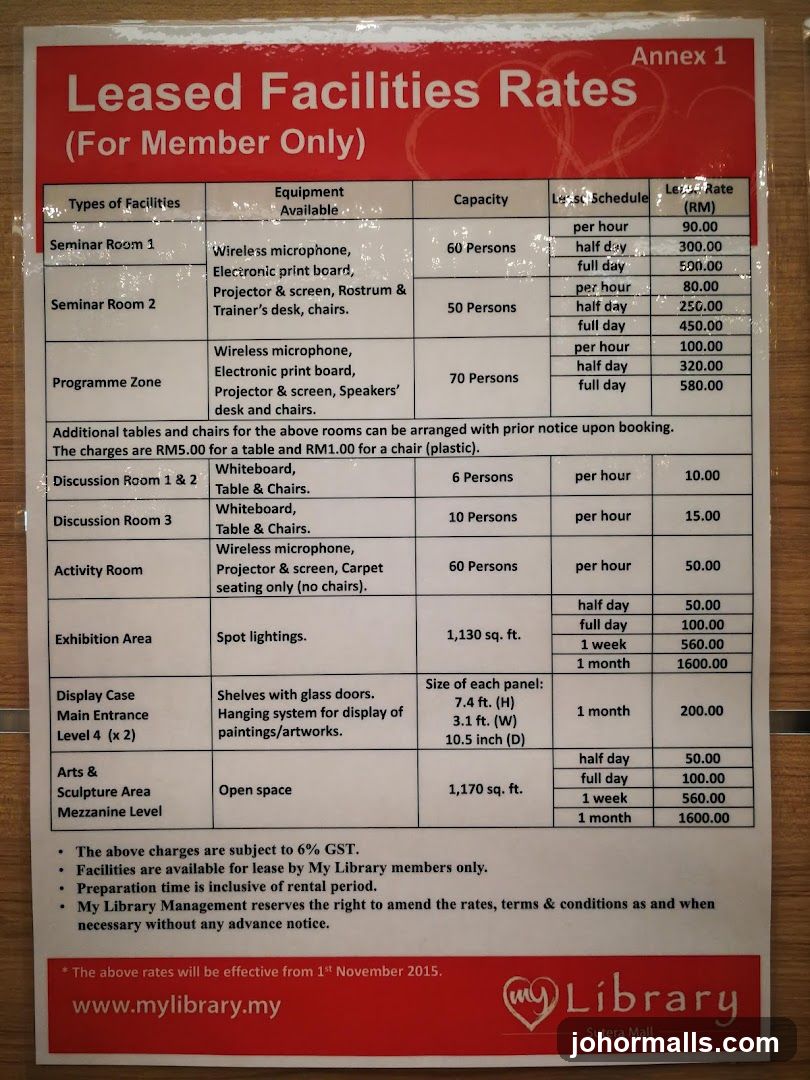 Leased Facilities Rates (For Member Only)