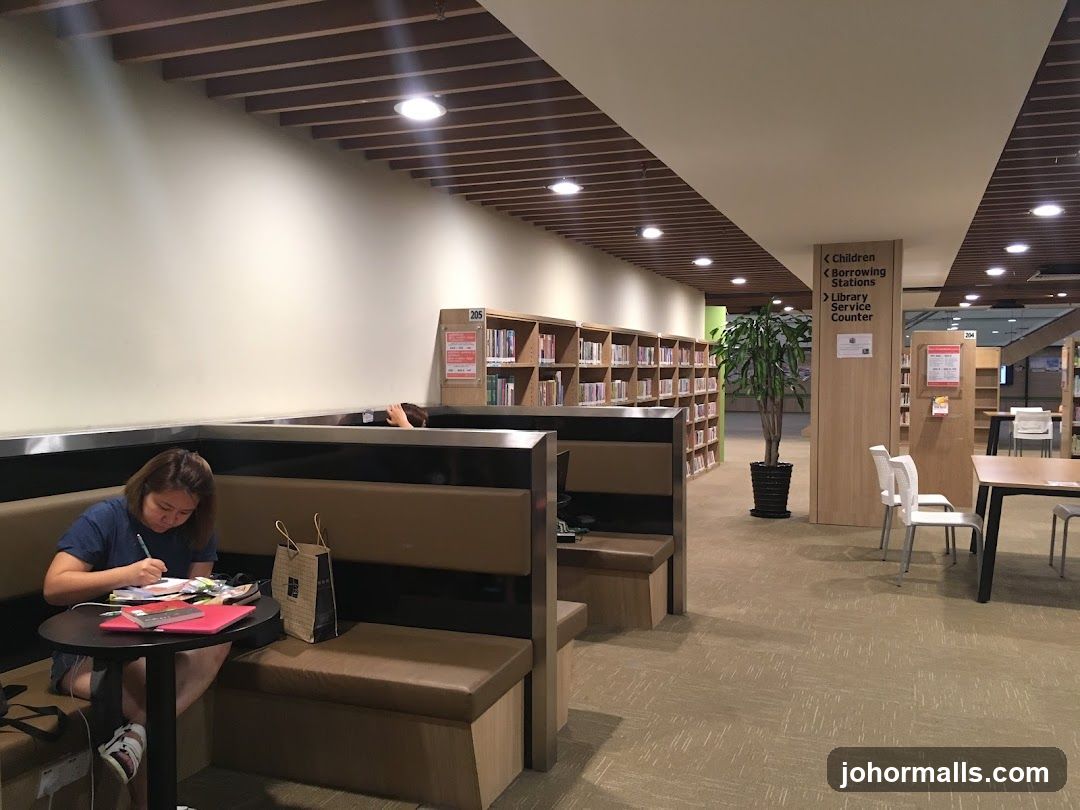 Library Interior with Study Booths