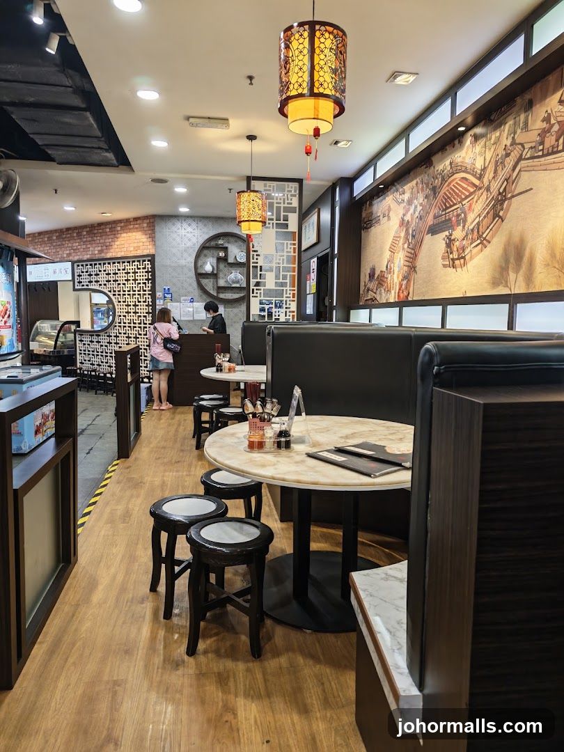 Restaurant Interior with Booth Seating and Tables