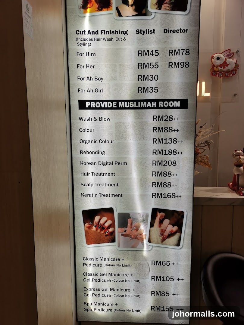 Hair and Nail Services Menu