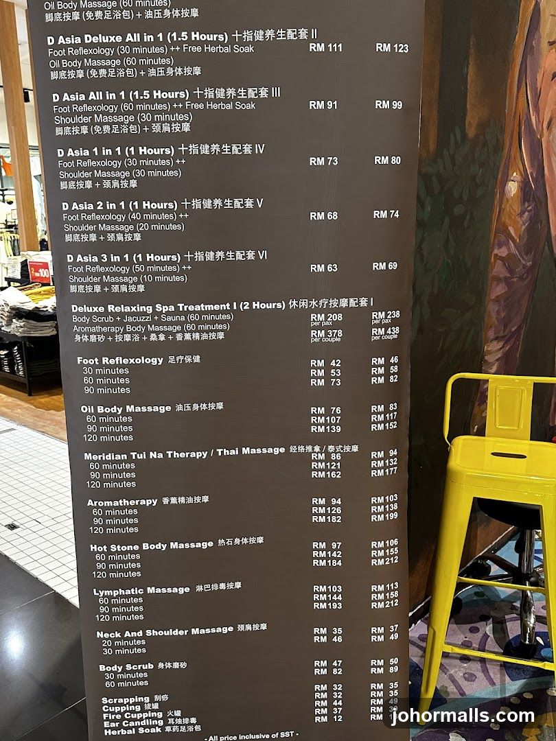 Spa Menu