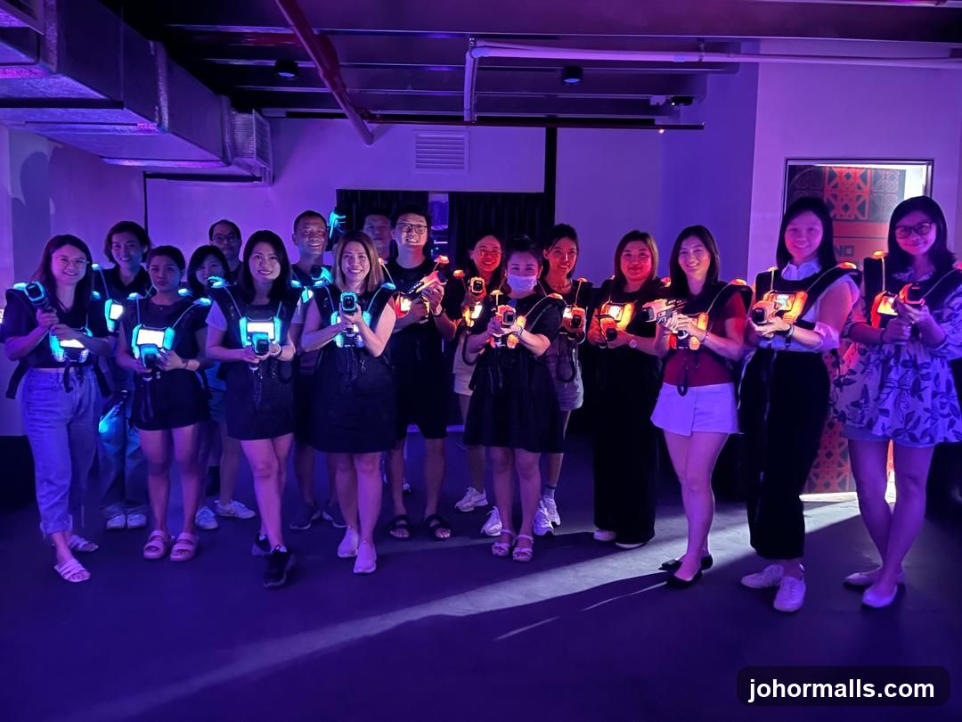 Group of people in laser tag vests