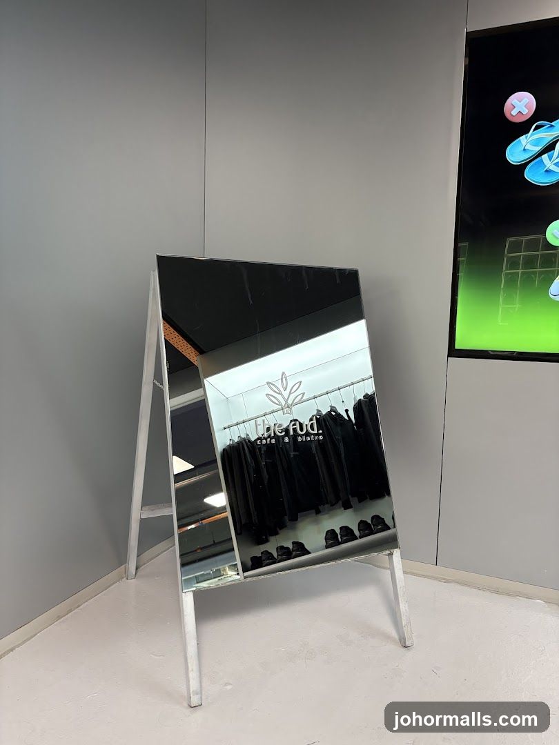 Mirror with shop logo