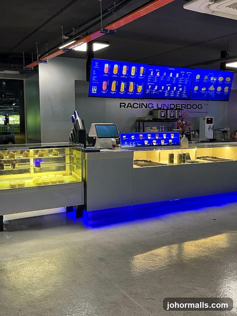 Cafe Counter with Digital Menu and Desserts
