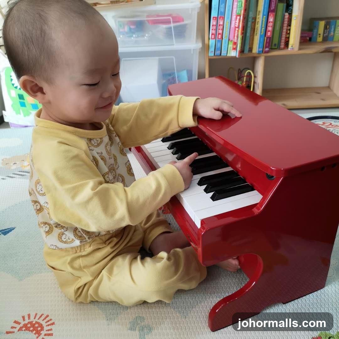 Baby playing a toy piano
