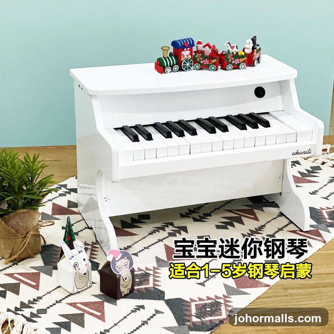 Toy Piano with Christmas Train Decoration