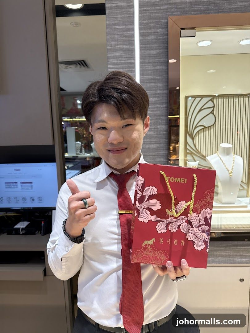 Jewelry Store Employee with Gift Bag