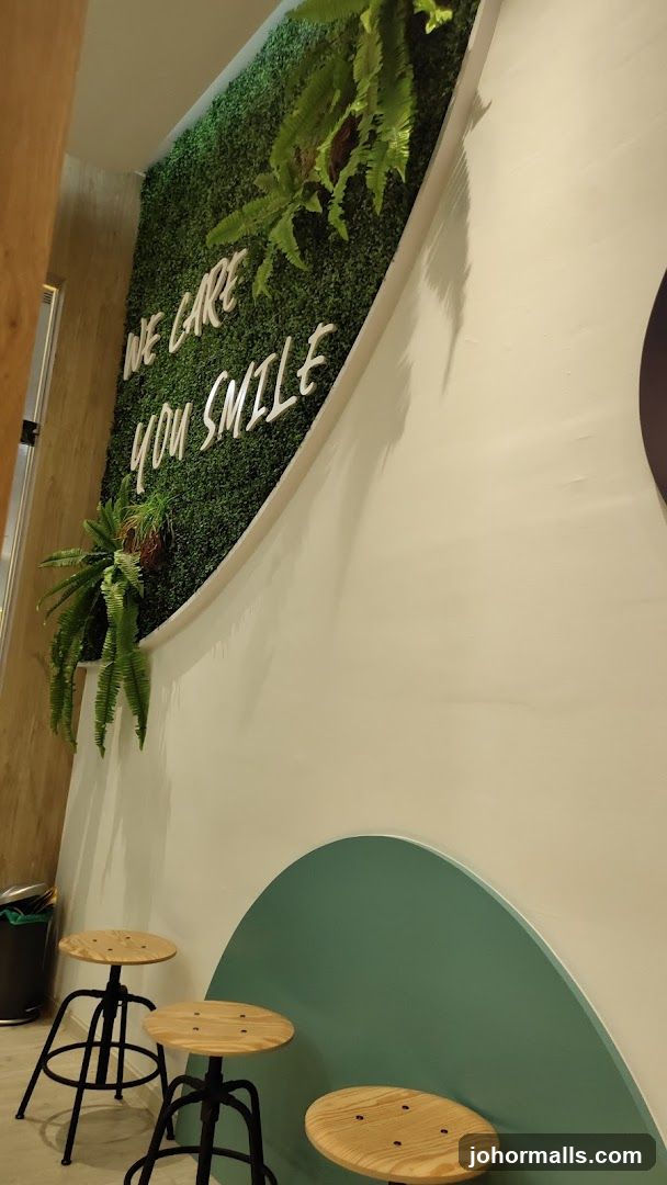 Interior with green wall and seating