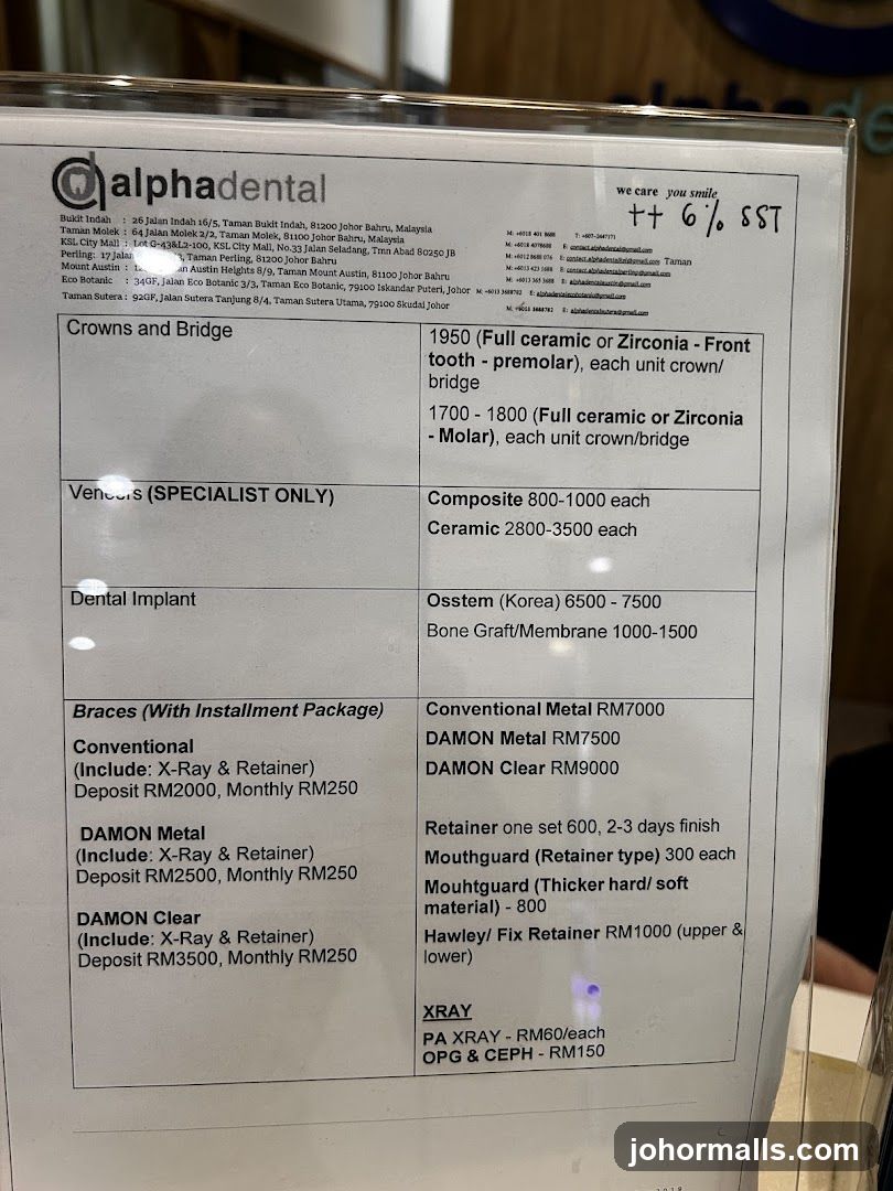 Alpha Dental Price List