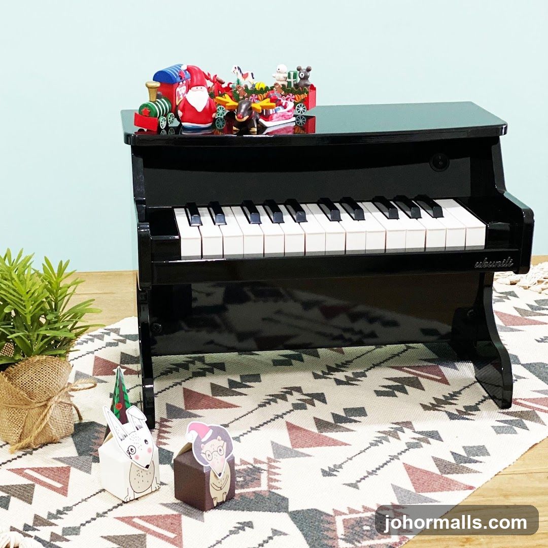 Toy Piano with Christmas Decorations