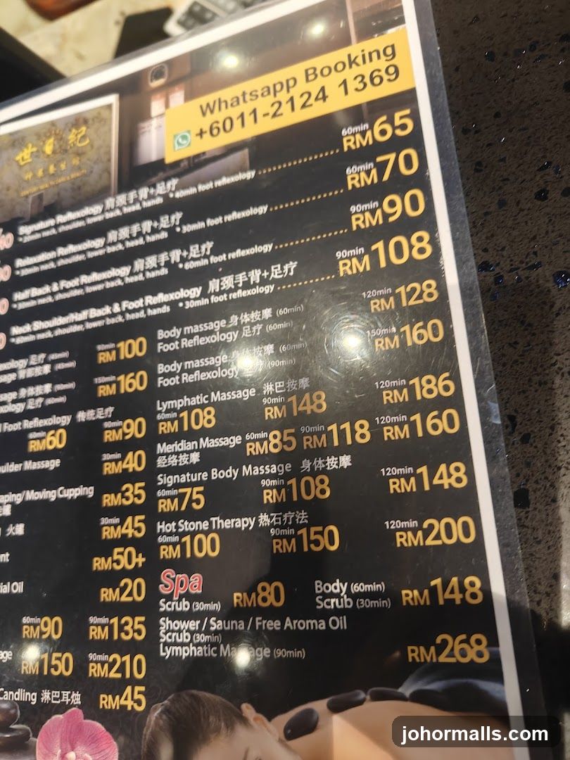 Spa Menu