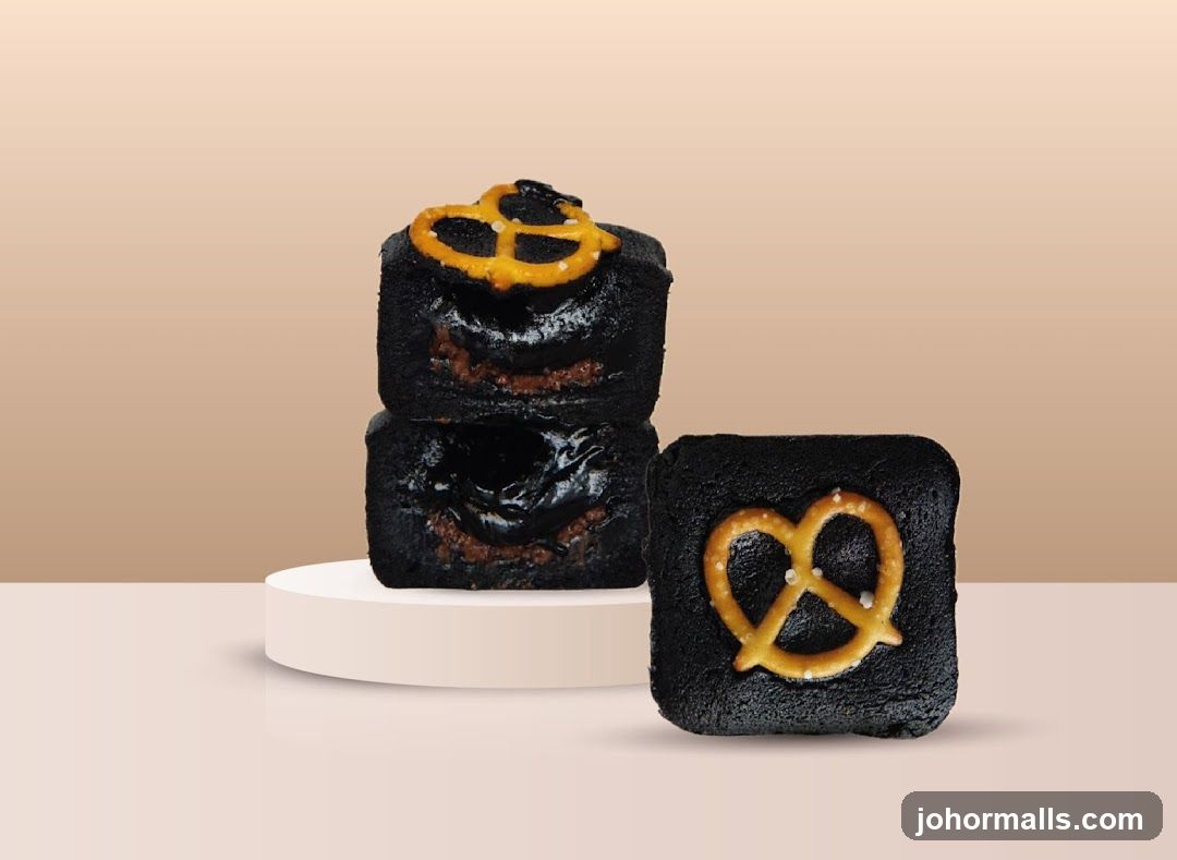 Dark Brownies with Pretzel Topping