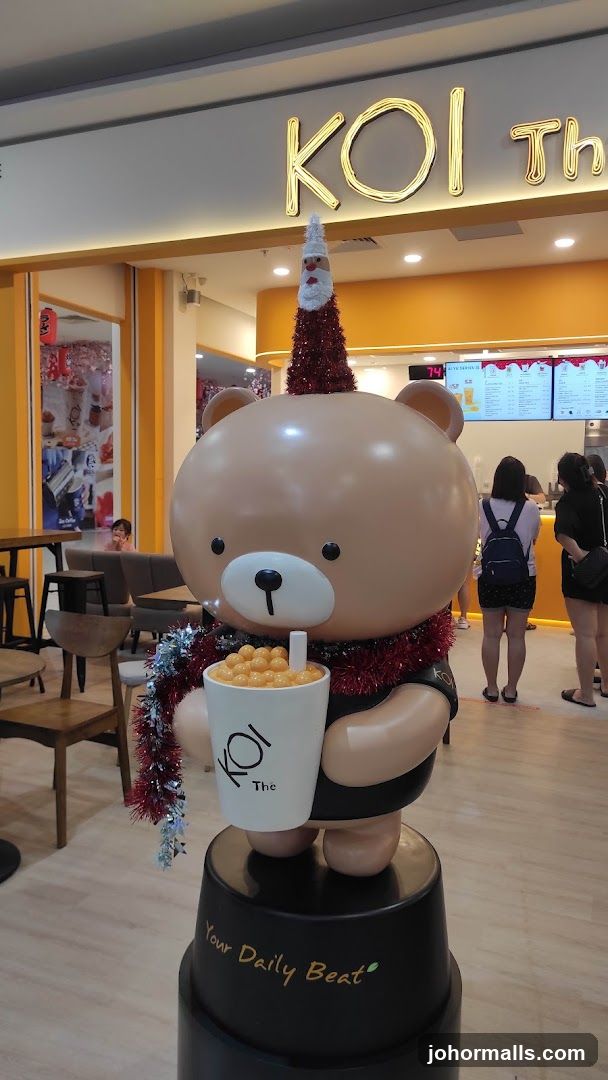 Bear mascot with Christmas decorations