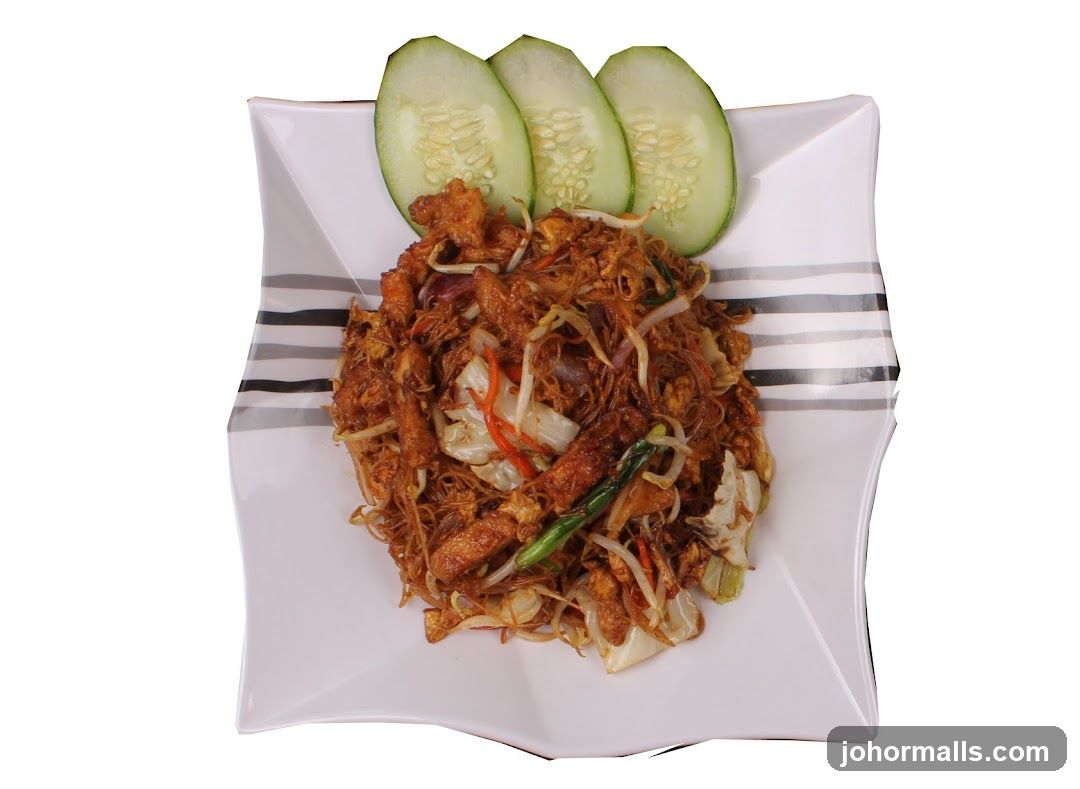 Stir-fried noodles with cucumber slices