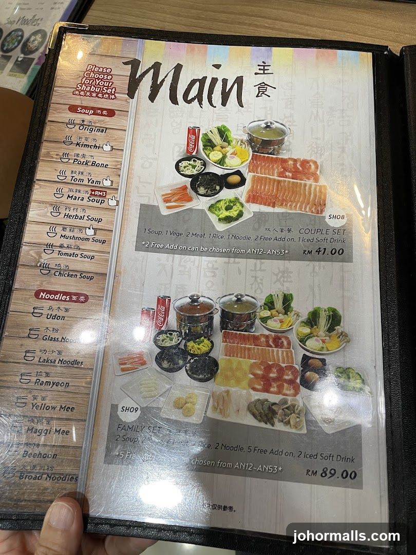 Main Shabu Set Menu
