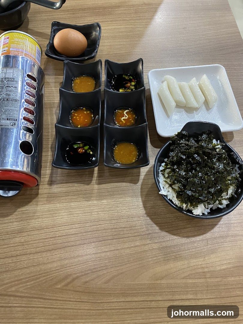 Table Setting with Food and Condiments