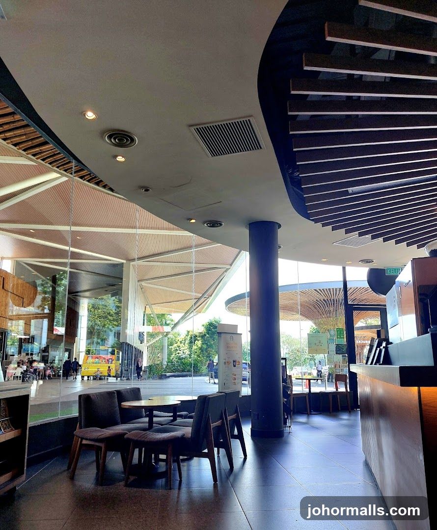 Modern Cafe Interior with Outdoor View