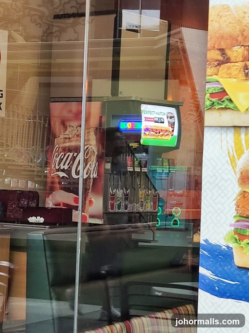 Restaurant Interior with Drink Station and Menu Display