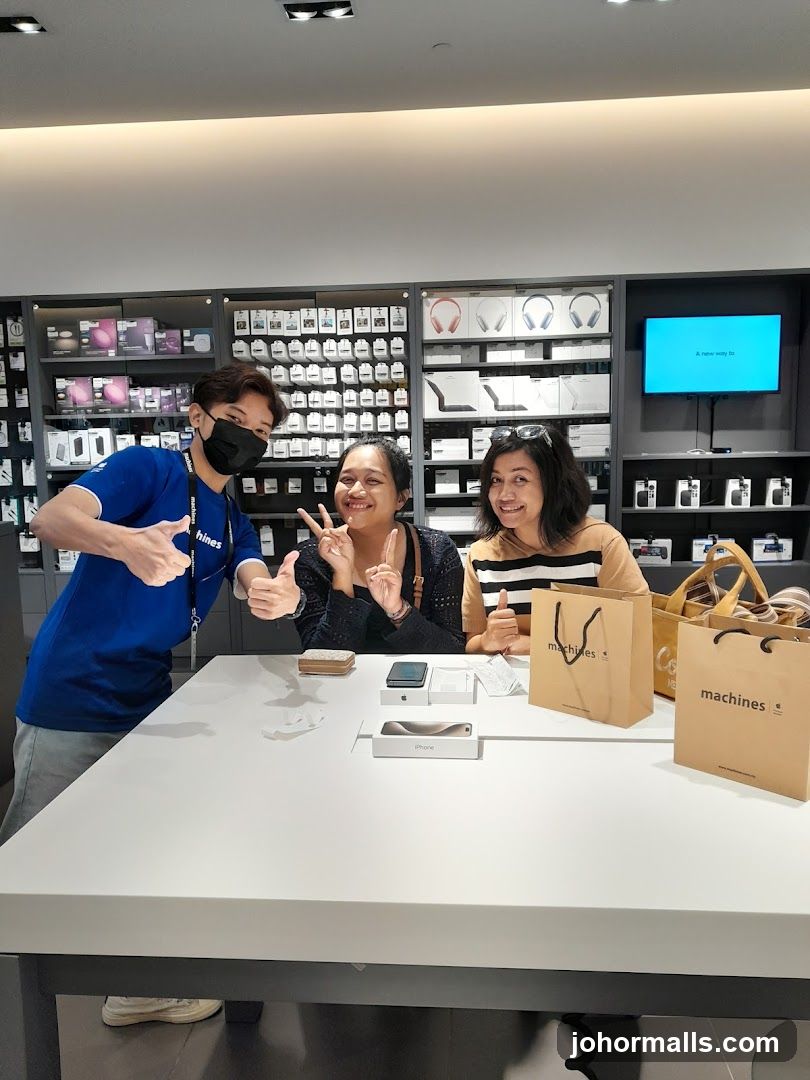 Customers with Staff in Electronics Store