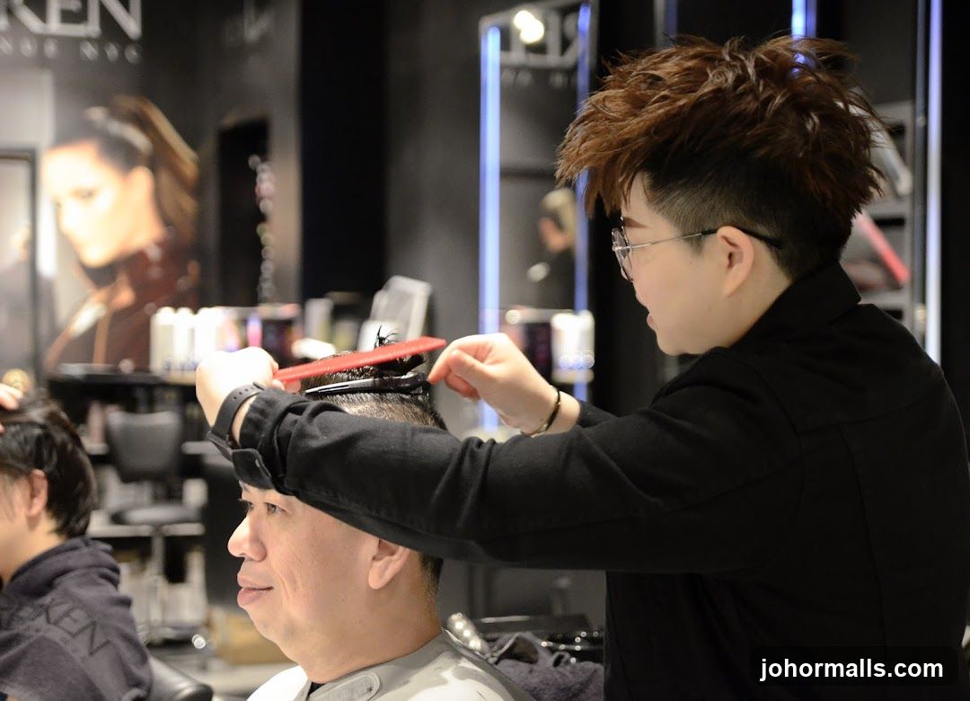 Hairdresser styling a client's hair