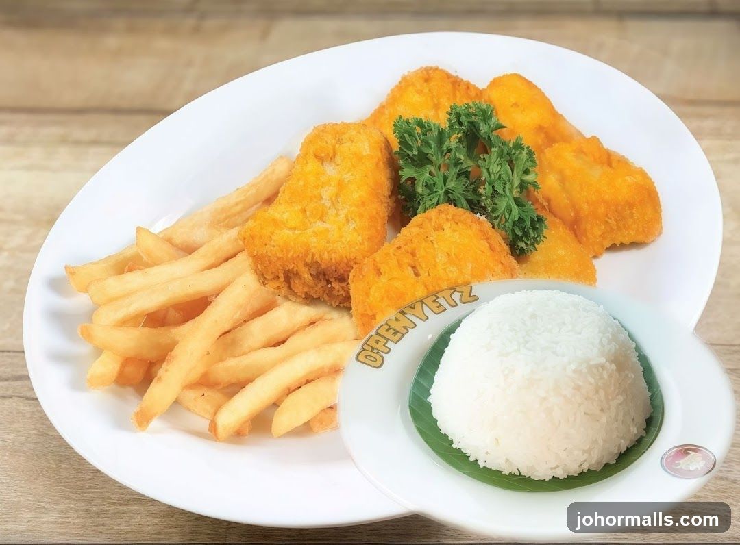 Chicken Nuggets with Fries and Rice