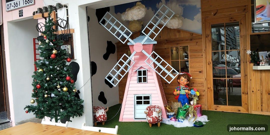 Christmas Display with Windmill and Boy Figurine