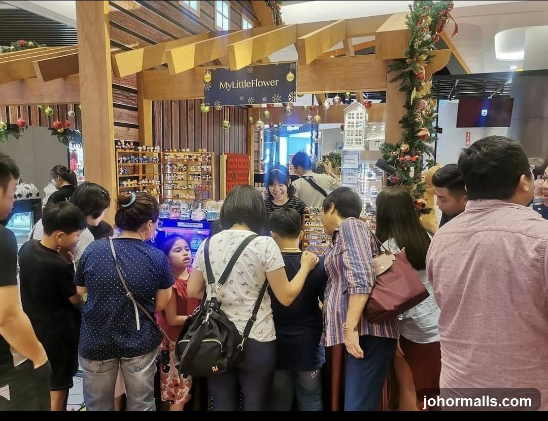 Christmas display with people browsing