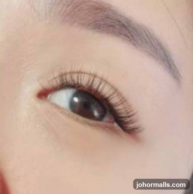 Close-up of an eye with eyelash extensions
