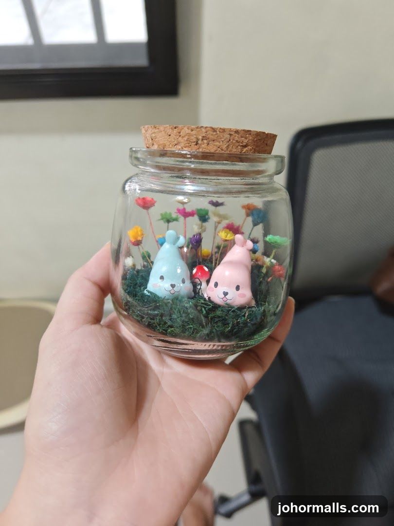 Miniature Terrarium with Bunny Figurines