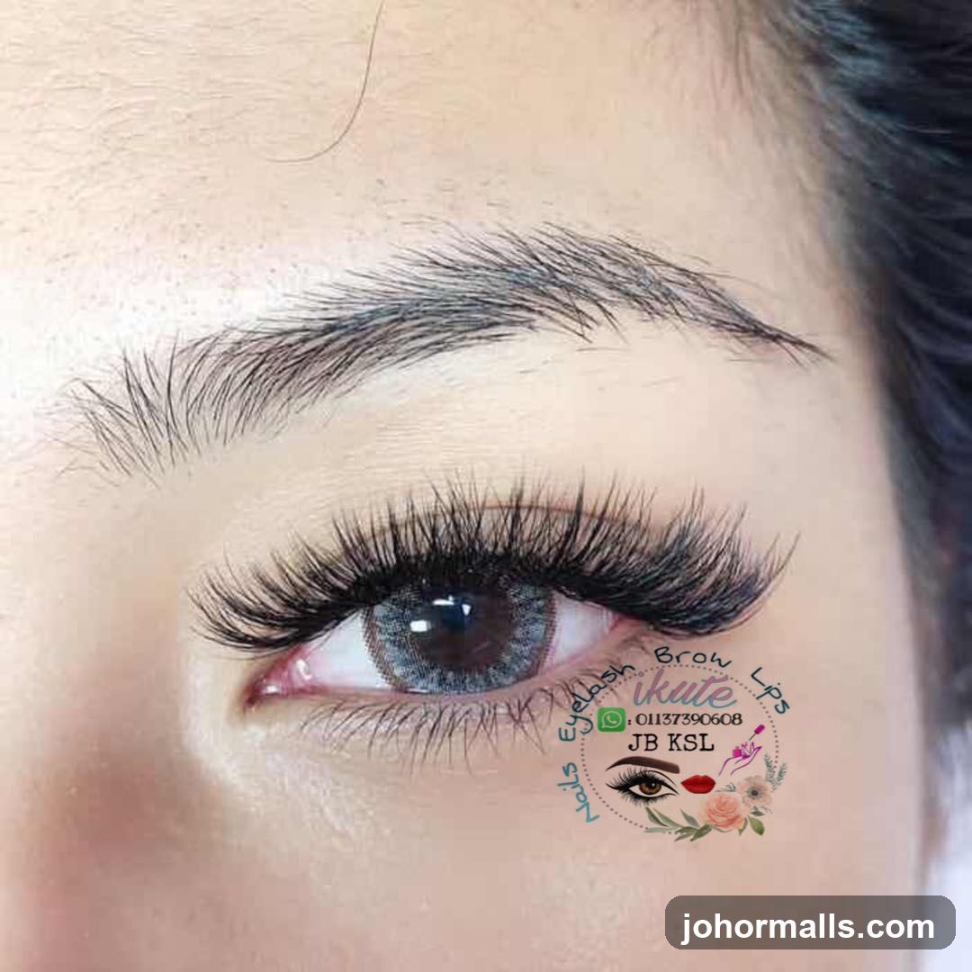Close-up of an eye with dramatic false eyelashes