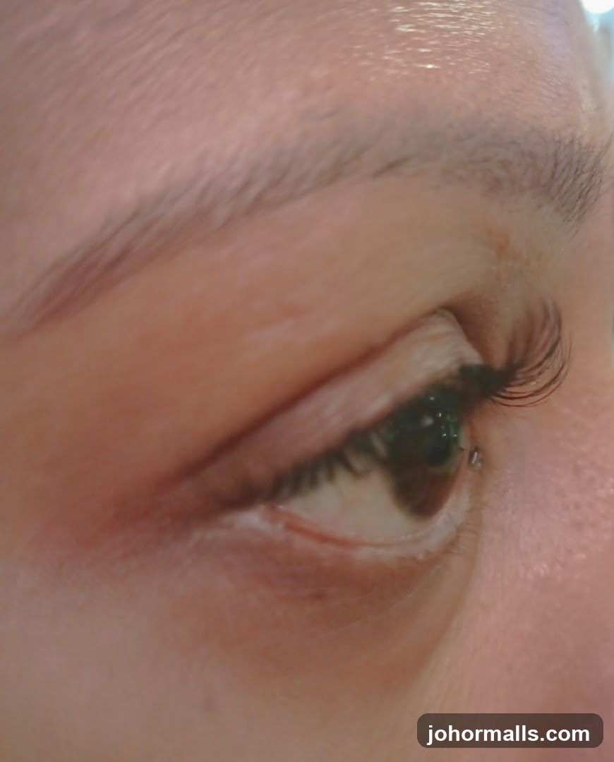 Close-up of an eye with false eyelashes