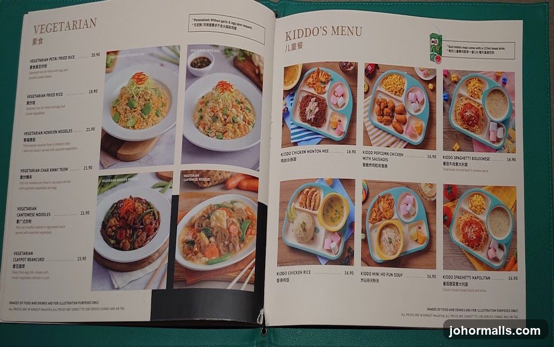 VEGETARIAN & KIDDO'S MENU