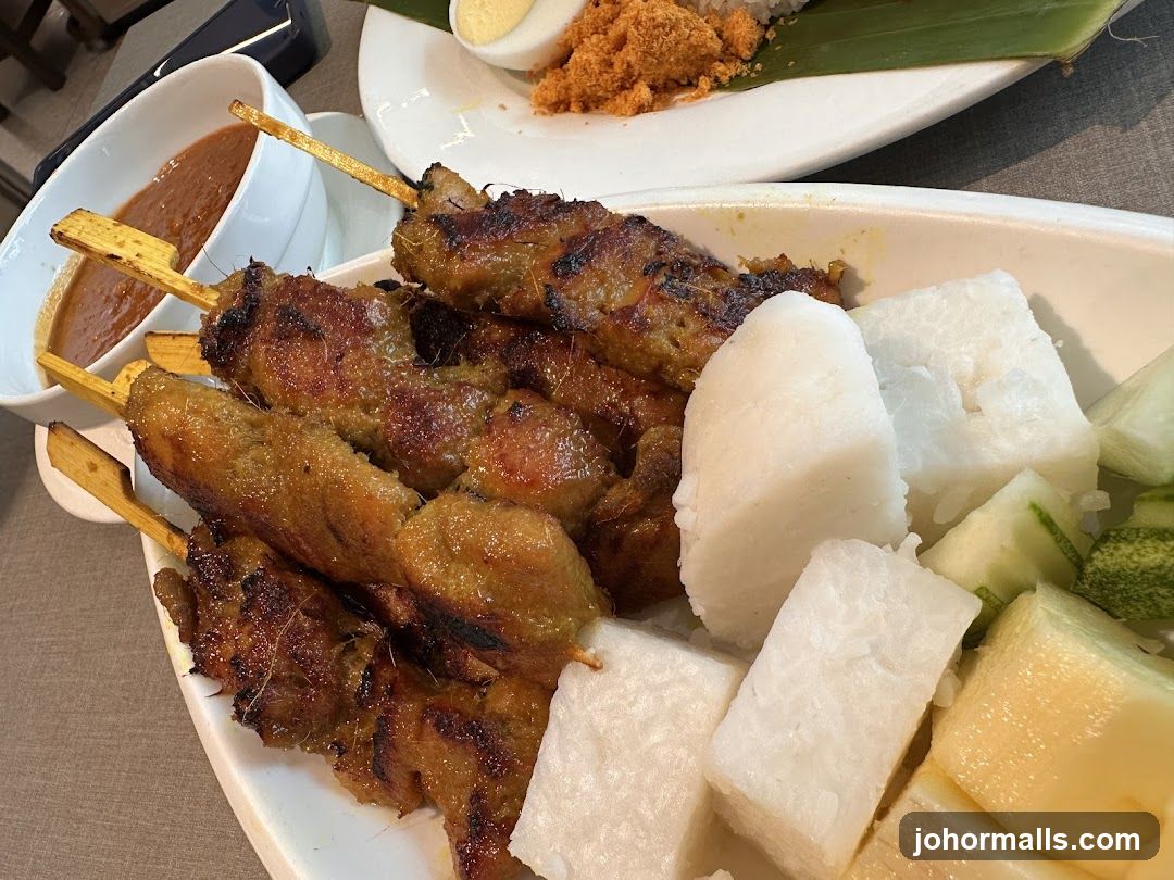 Chicken Satay with Rice Cakes and Peanut Sauce