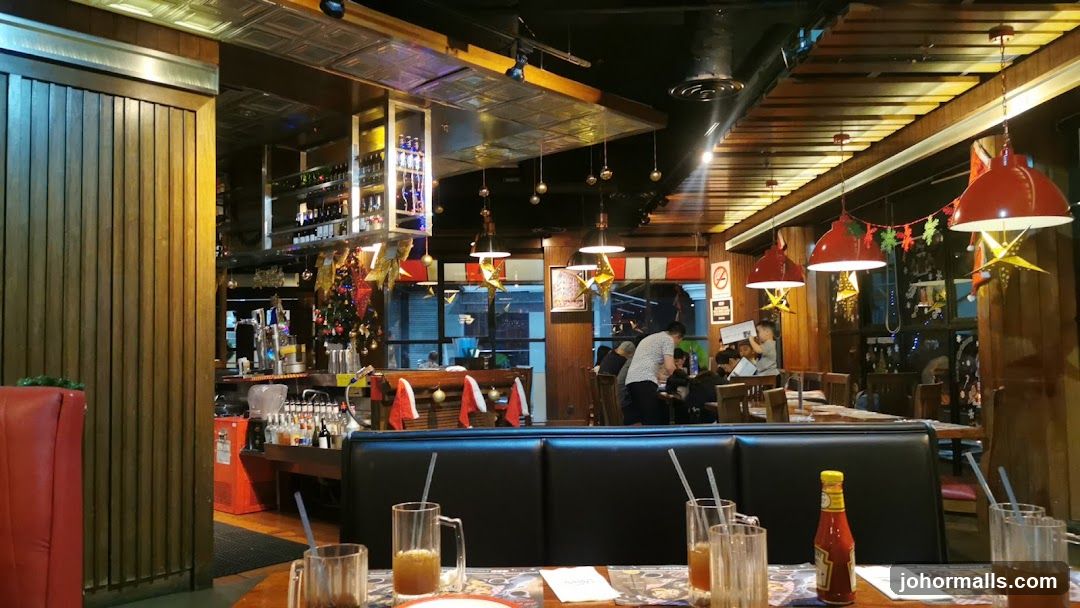 Restaurant Interior with Christmas Decorations