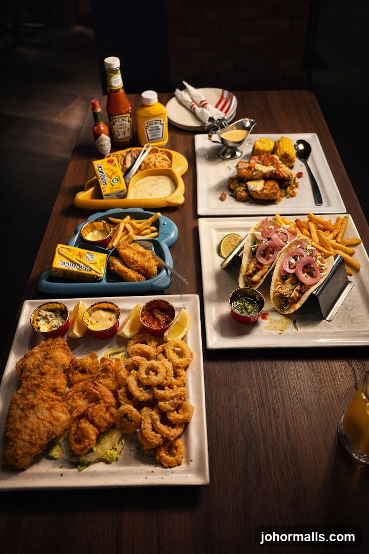 Assorted Fried Seafood and Tacos