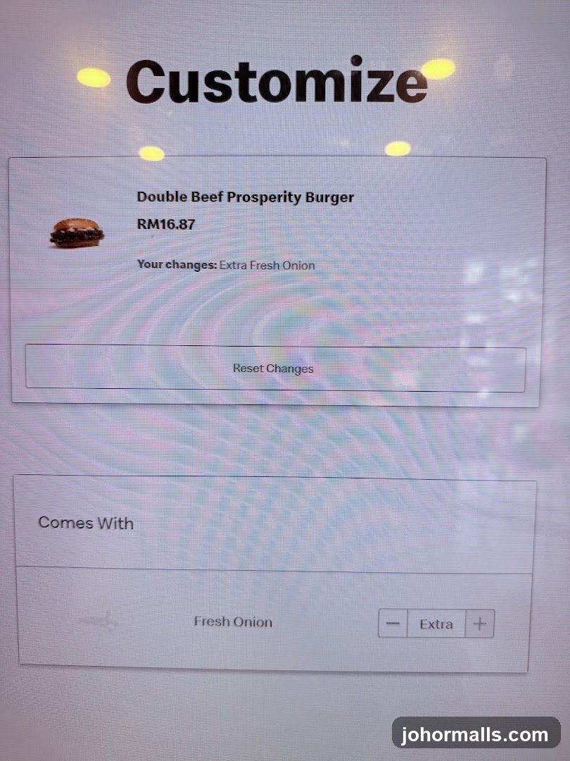Burger Customization Screen