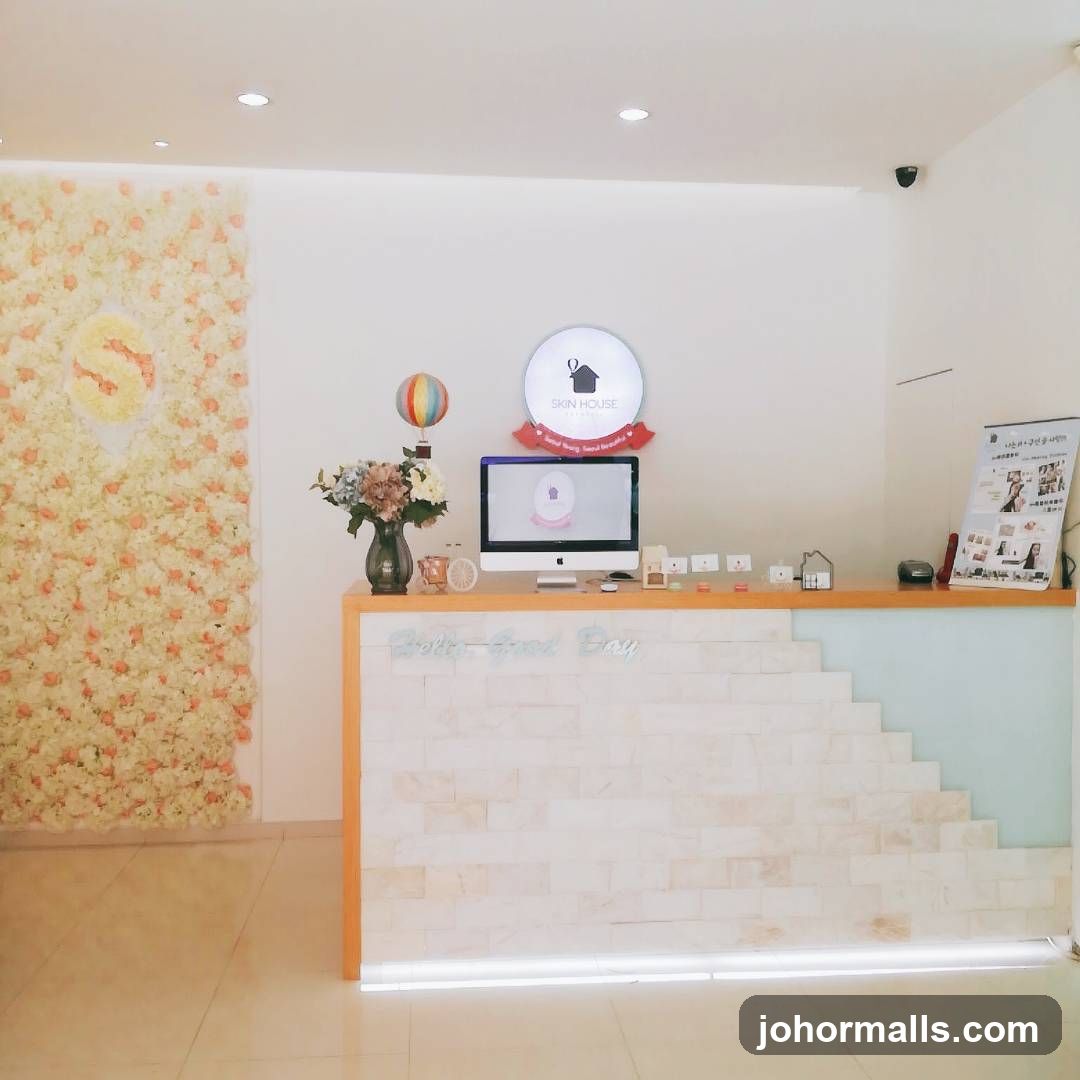 Reception Desk with Floral Wall